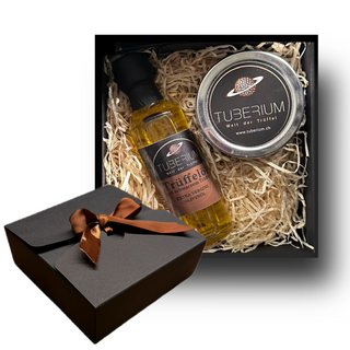 Trüffel-Öl und Trüffel-Salz ,Geschenkset „Essence“ , kleine Box, große – Tuberium