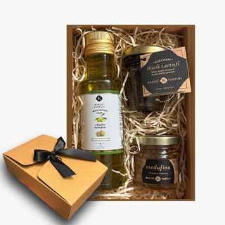 Weisser Trüffel Geschenkset mit Trüffelöl, Trüffelhonig und weissem Trüffel Carpaccio in edler Geschenkbox