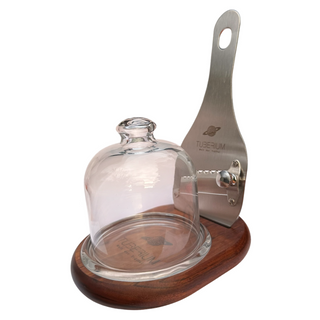 Exklusive Trüffelpräsentation mit Glasglocke & Edelstahl-Trüffelhobel – Handgefertigtes Set aus Ovankolholz (Made in Italy)