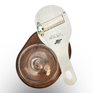 Exklusive Trüffelpräsentation mit Glasglocke & Edelstahl-Trüffelhobel – Handgefertigtes Set aus Ovankolholz (Made in Italy)