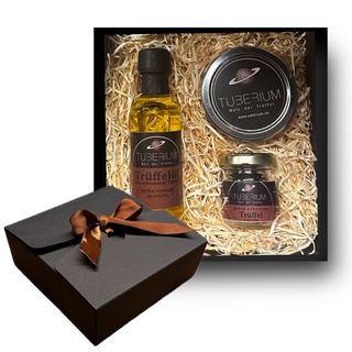 Trüffel Geschenkset – Trüffelöl, Trüffelsalz & ganze schwarze Trüffeln | Luxuriöses Gourmet-Set
