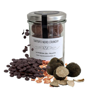 Tartufo Nero Crunchy – Schweizer Trüffelpralinen mit dunkler Schokolade & schwarzem Trüffel (100 g)