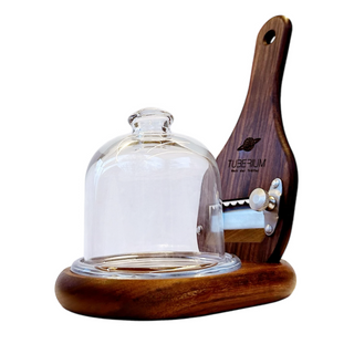 Exklusive Trüffelpräsentation mit Glasglocke & Ovankolholz-Trüffelhobel  – Handgefertigtes Set (Made in Italy)