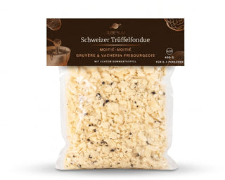Trüffel-Fondue moitié-moitié  von Tuberium aus der Schweiz 400g Packung